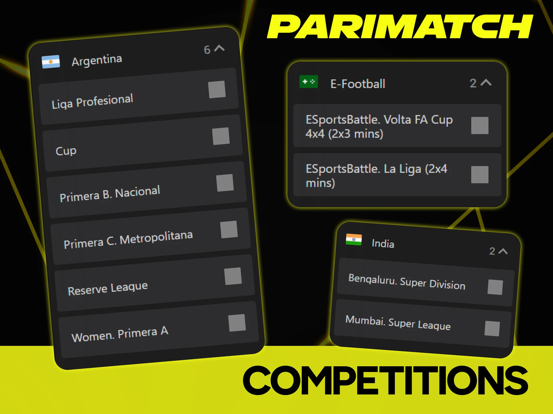 Parimatch offers football betting on key soccer tournaments.
