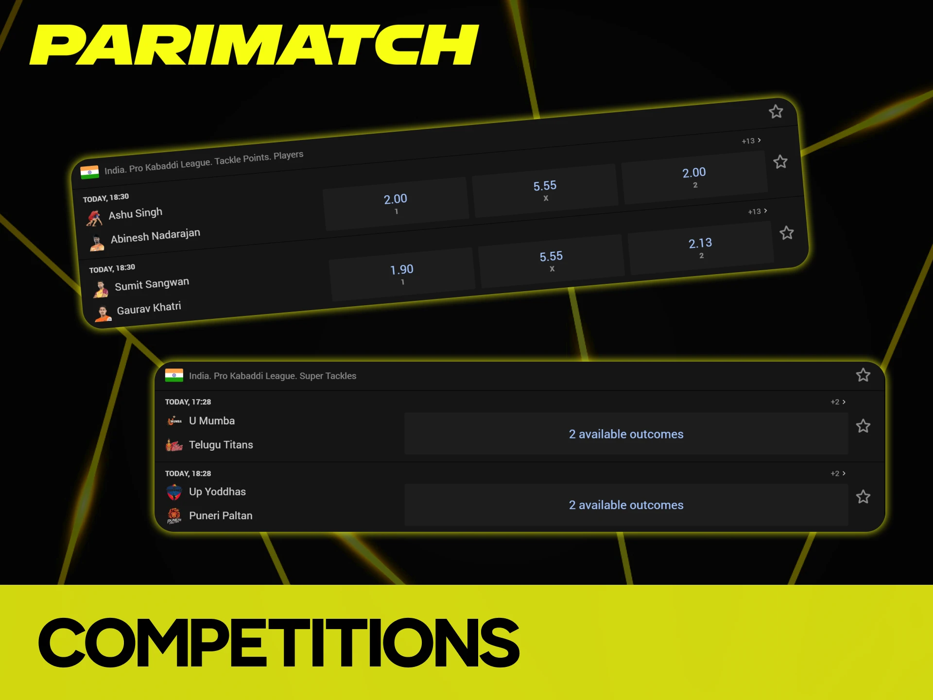 Parimatch platform covers a wide variety of kabaddi events.