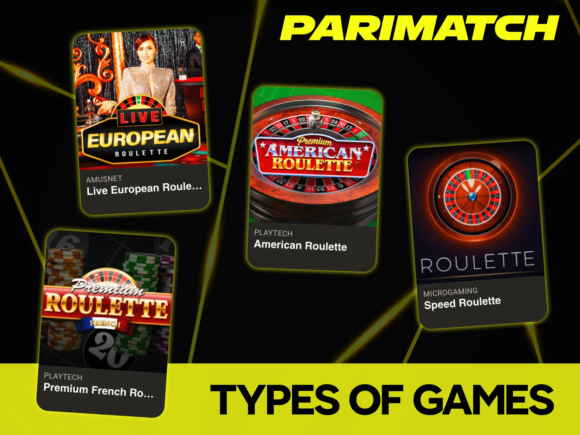 Choose from a variety of roulette games at Parimatch Casino.