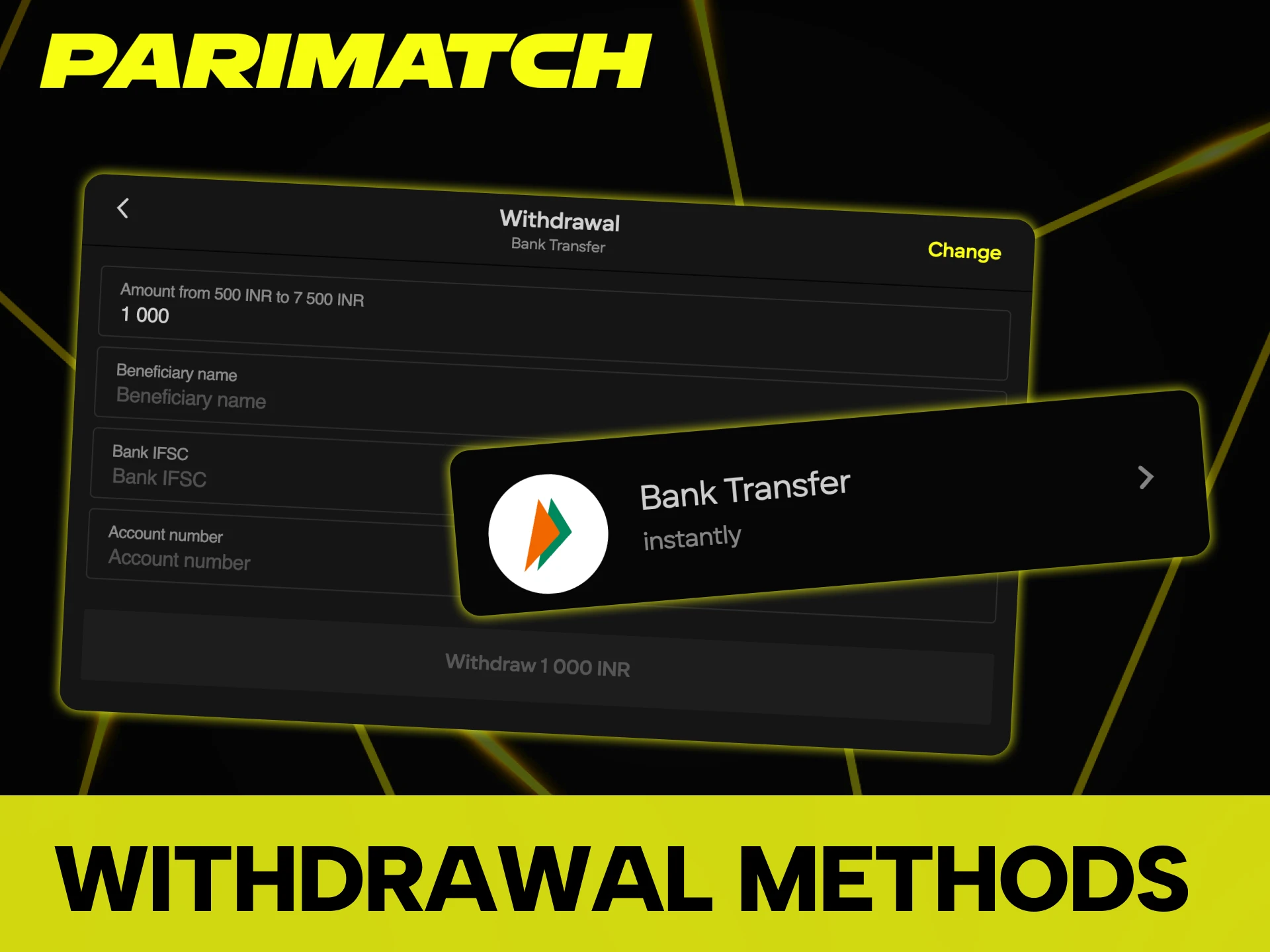 Use Bank Transfer to withdraw your money at Parimatch.