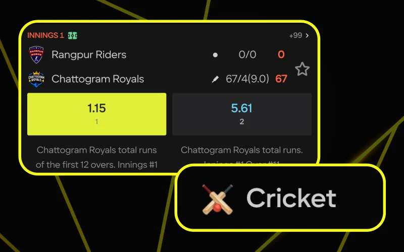 Bet on popular cricket matches with top odds at Parimatch today.