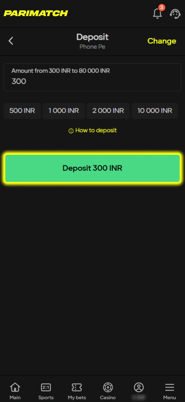 Deposit funds easily using UPI to play 3 Hot Chillies for real money at Parimatch.