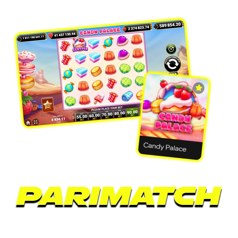 Experience the sweet graphics and tumbling reels of the Candy Palace slot at Parimatch.