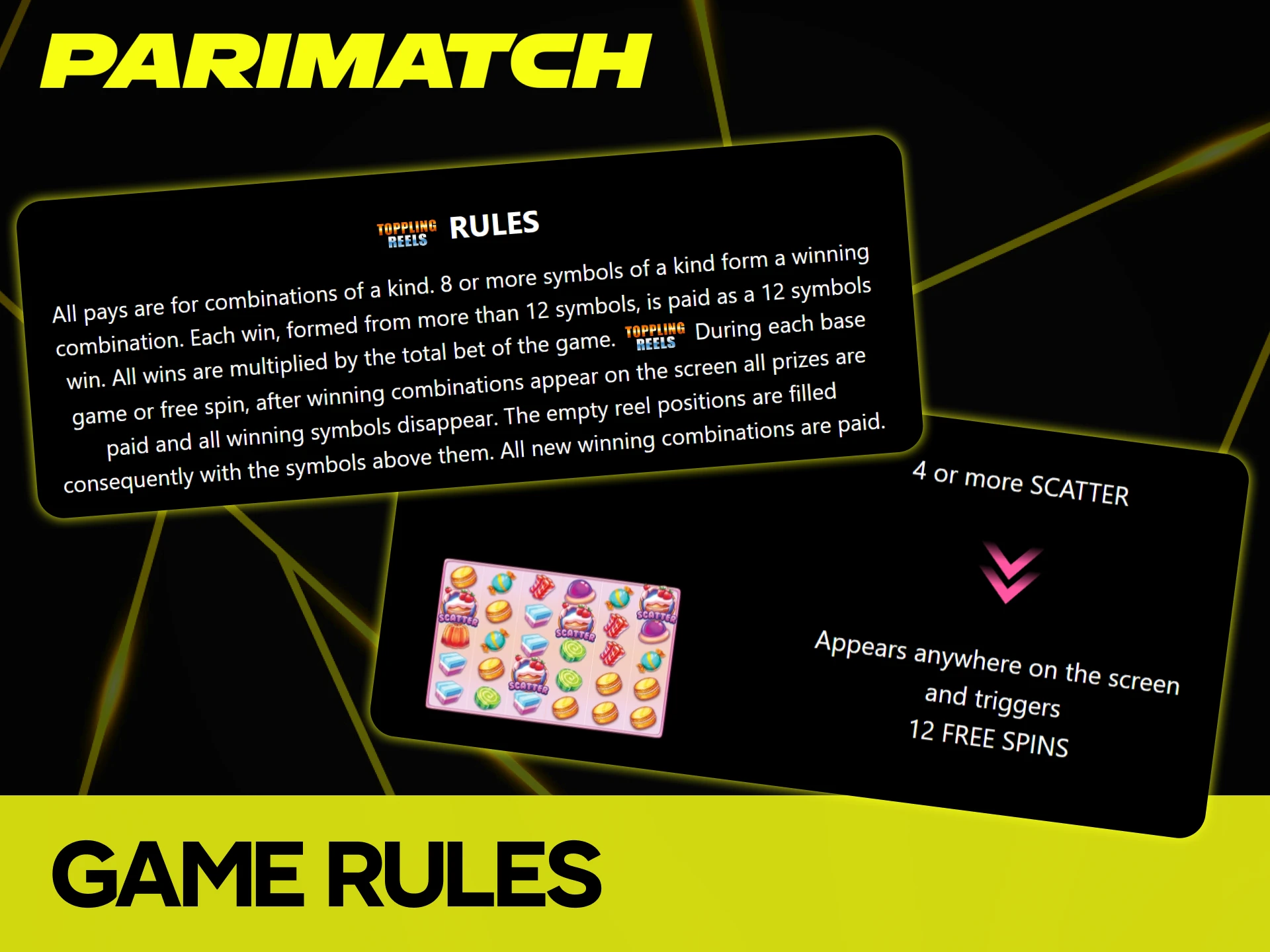 Check the game rules and winning combinations for Candy Palace at Parimatch.