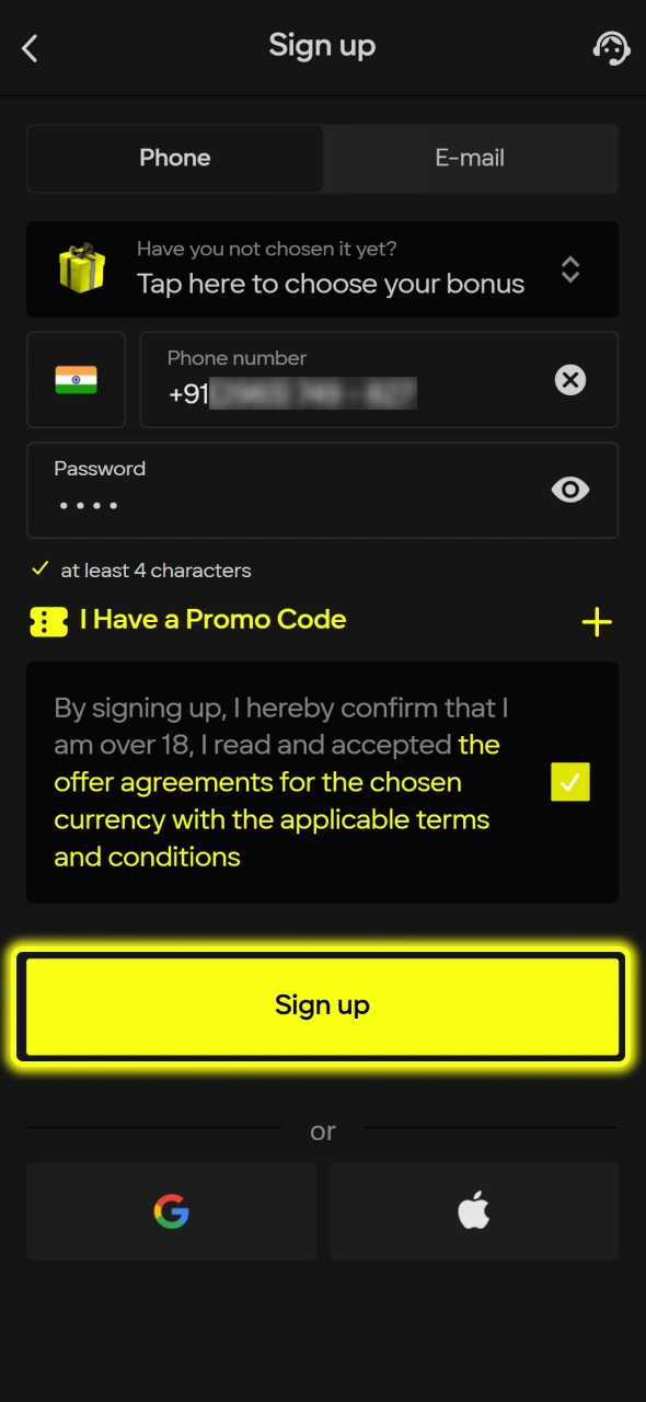 Complete the registration form to create an account and start playing Money 5 at Parimatch.