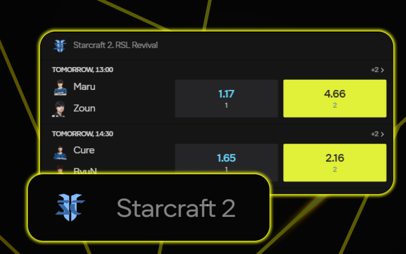 Analyze Starcraft 2 betting lines and player stats in the Parimatch app.