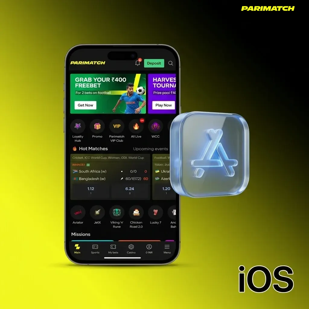 iOS PWA installation steps showing Safari Share icon and Add to Home Screen option for instant Parimatch app access.